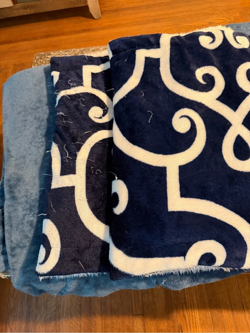 Soft Navy and White Decorative King Size Sham Set of 2